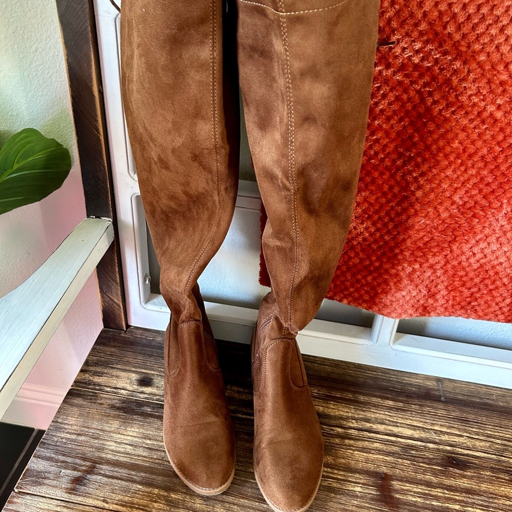 Chestnut knee high boots